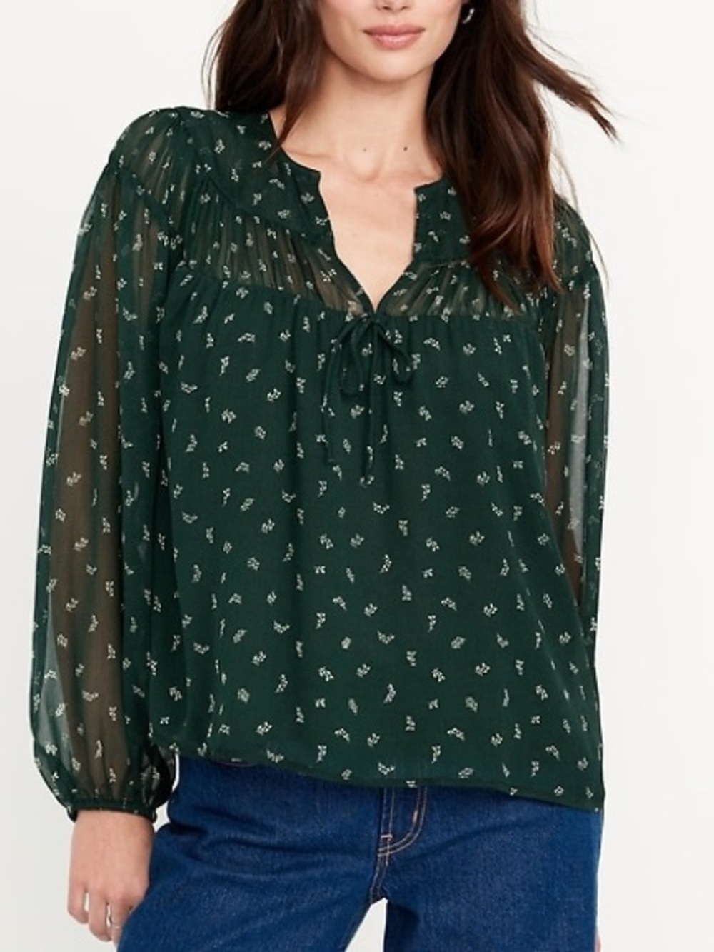Old Navy Tie-Front Chiffon‎ Top feminine dainty office sheer romantic NWT XL